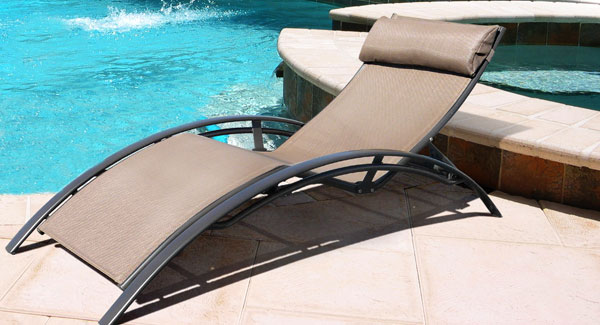 Sun Lounge Chair with mocha textilene material and chocolate aluminium frame