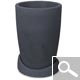 Round Pot and its Tray in Rotational Molded Plastic - DARK GREY