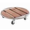 Pot Stand on Wheels in Wood and Metal - D.35 cm